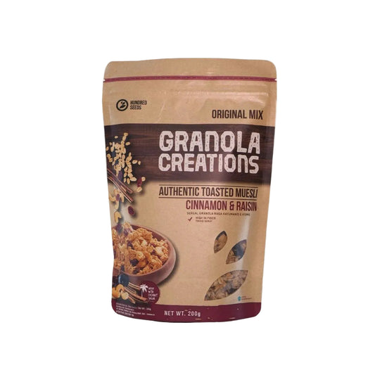 hundreed seed granola cinonnamon raisins 200g, wellness products, natural products, eco friendly products, bali wellness store, alchemy bali